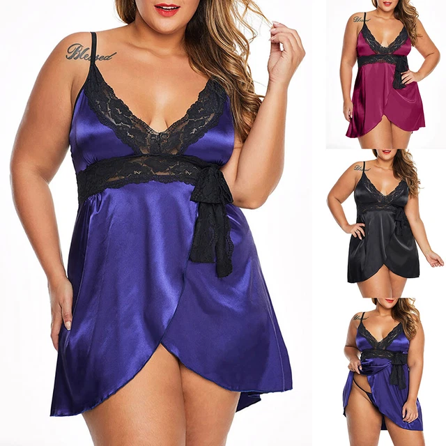 Plus Size Womens Sexy Lingerie Chemise Nightdress Lace Babydoll Sleepwear Pajams