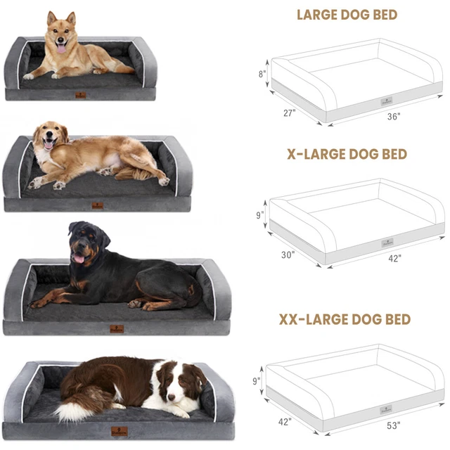 Dark Gray Large Jumbo Orthopedic Dog Bed 3 Side Bolster Pet Sofa Removable Cover
