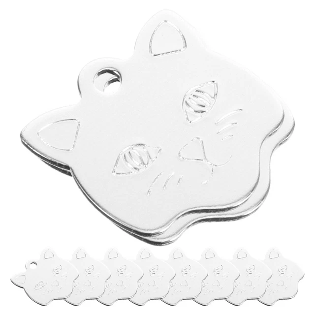 10 pz etichette bianche cane bianche etichette id animali domestici bianche forma testa di gatto vuote