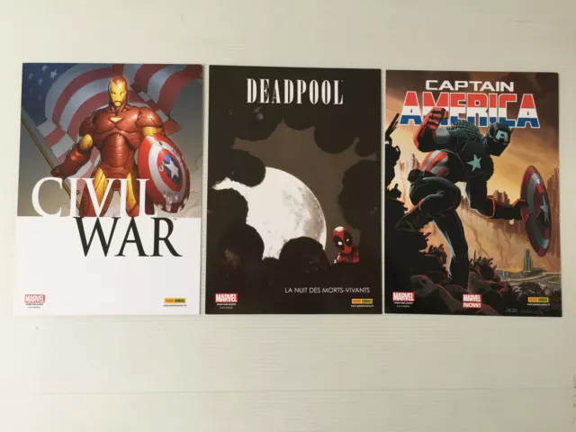 Lot  3  Ex Libris   MARVEL  PANINI COMICS   Civil War  Deadpool  Captain America