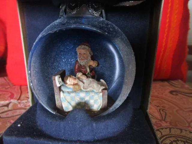 Enchanted Forest Lighted Christmas Ornament Santa & Sleeping Child