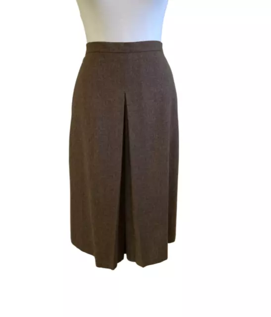 Ms. Jennifer Canada vintage 1970s Midi A line wool skirt Brown Herringbone 32 in