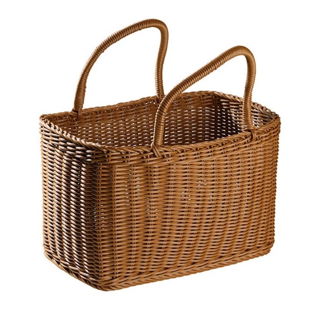 Cesta de compras para el hogar cesta de verduras a mano cesta decorativa tejida flor AE6