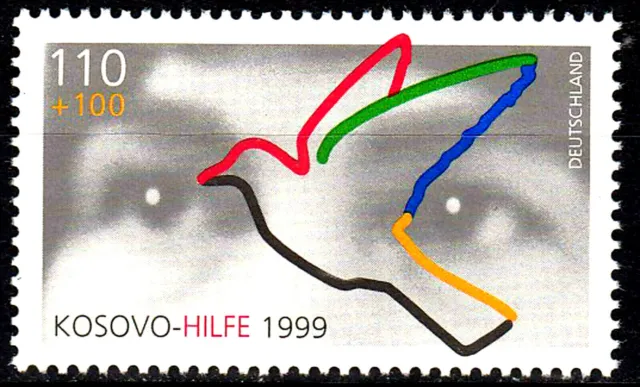 2045 postfrisch BRD Bund Deutschland Jahrgang 1999 Kosovo Hilfe Vogel Taube