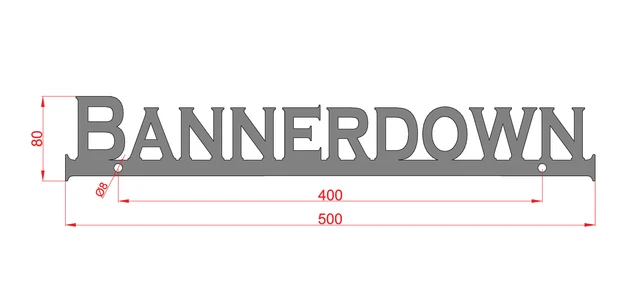 BANNERDOWN HOUSE NAME Sign Copperplate Gothic Font 500mm Long 3mm Mild ...
