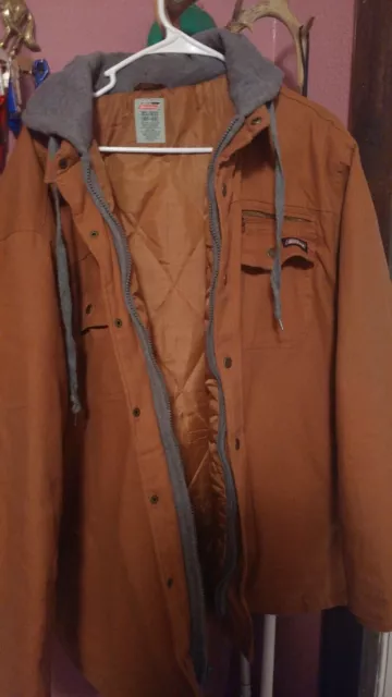 Dickies Mens Brown Size XL Hooded Jacket Cotton/Protester 46-48 Genuine