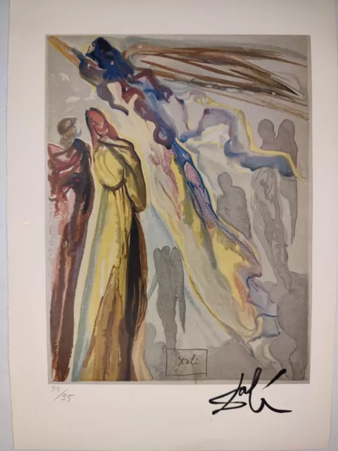 Salvador Dali COA Vintage Signed Art Print on Paper Limited Edition Signed