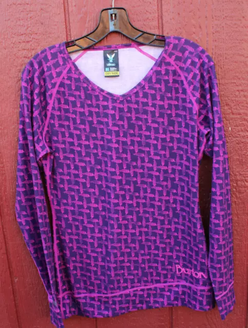 BURTON DryRide Women's Medium Long Sleeve Base Layer Top Pink / Purple