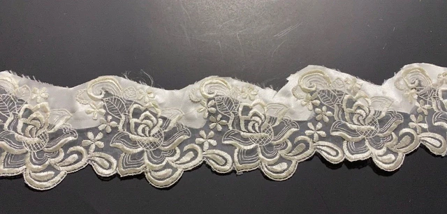 Vintage Wedding Dress Lace Trim Appliqués 9 Yards Rose Pattern Crafts Lot 5