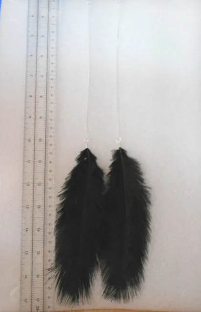 14" Very Long Lush Ostrich Feather Earrings on Chains - Pierced or Clip-on