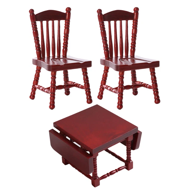 1 Juego Miniatura Mini Mesa Comedor Sillón 1/12 Escala Modelo Tiny House Accesorios