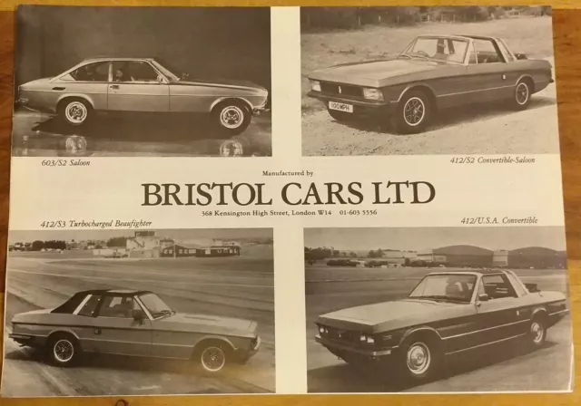 Bristol Cars LTD car sales marketing Foldout Brochure Very Rare 1980/82 Gift