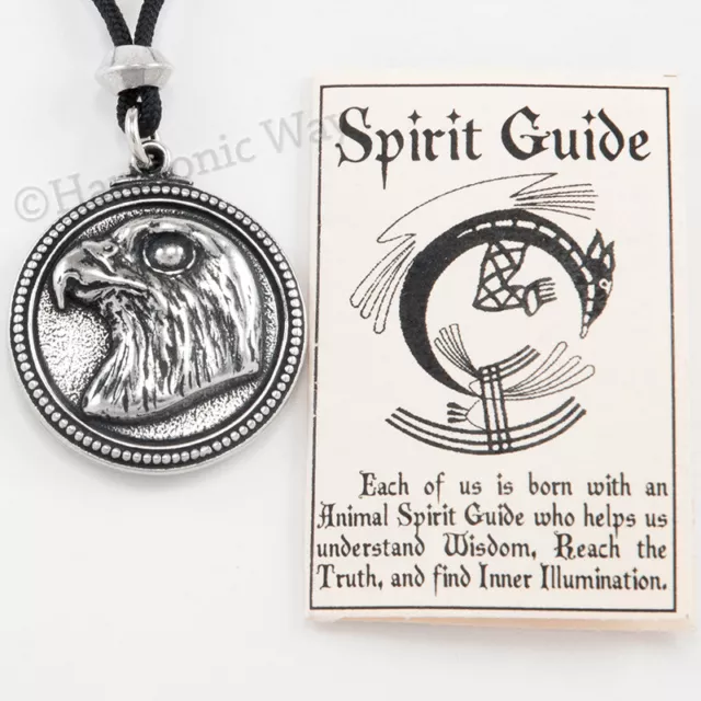 FALCON BIRD TOTEM Peregrine Animal Spirit Guide Pendant Necklace back Writing