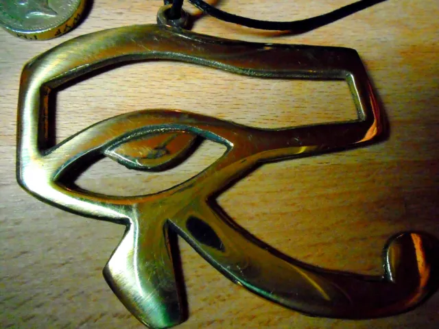 EYE OF HORUS  STUNNING BRONZE NECKLACE VERY LARGE 90 mm wide SOLID BRASS UNIQUE 3