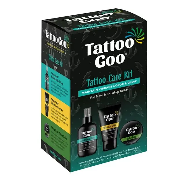 Tattoo Goo Tattoo Care Kit with Antimicrobial Soap, Tattoo Balm & Tattoo Lotion