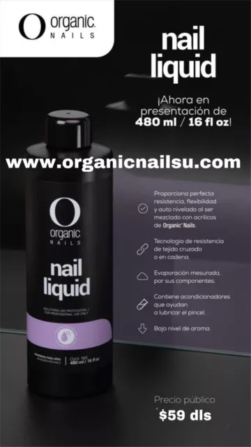 Organic Nails Monomero Nail Liquid Monomer 480 ml.  16 fl oz.