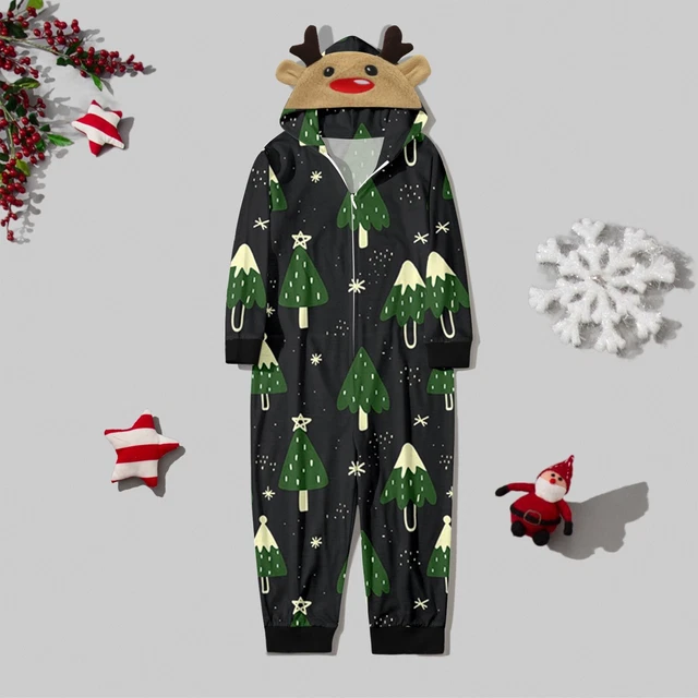 Kinder Kinder Frohe Weihnachten Sets Bedruckter Kapuzen-Reißverschluss-Overall