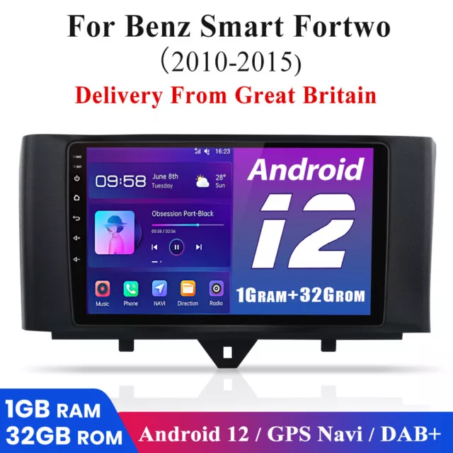 Car Radio GPS Sat Nav For Smart Fortwo 451 2010-2015 Android 12.0 1G+32G carplay