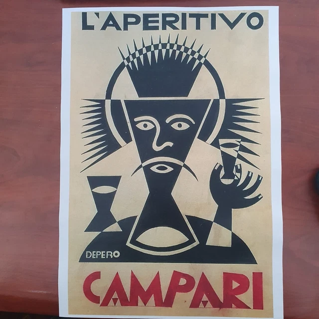 DEPERO FUTURISMO APERITIVO CAMPARI  - cm. 31x42 - POSTER formato A3 repro