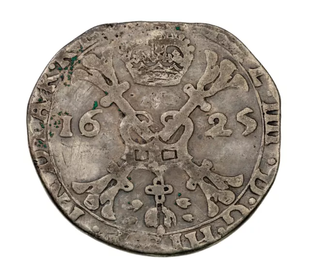 1625 Spanish Netherlands BRABANT Patagon Silver Coin in VF, KM 53.1