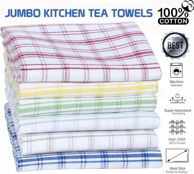 Kitchen Tea Towels 100% Cotton Large Cleaning Dish Glass Cloths Drying Bar Hotel