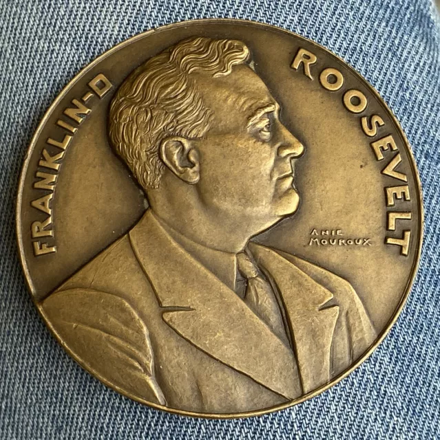 Medaille En Bronze Par Mouroux @ Franklin Roosevelt @ President Des Usa @ Medal
