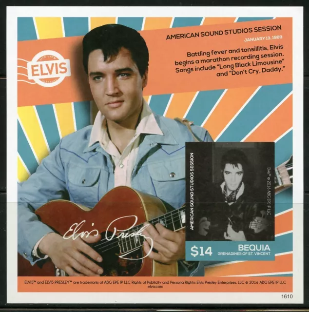 Bequia 2016  Elvis Presley American Sound Studios Session  S/S Mint Nh