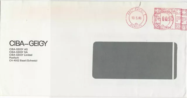 Switzerland Commercial 1986 machine cancel stamp cover ref 21585