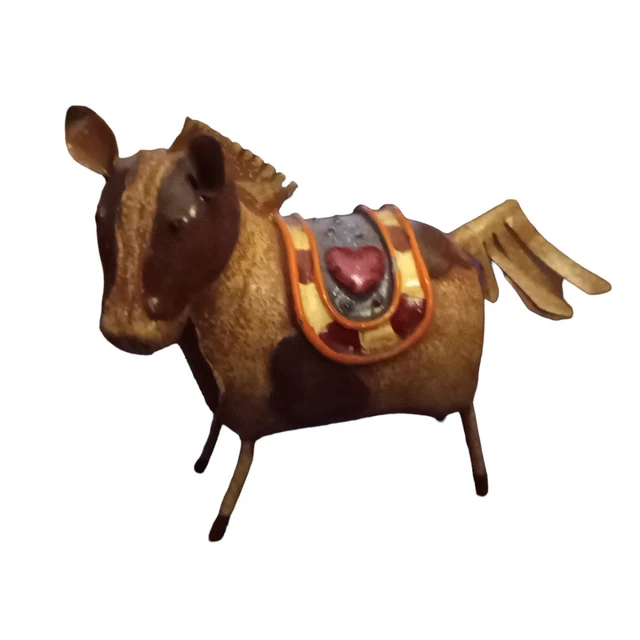 Mes Amis Horse Folk Art Miniature Figurine Decor Cottage Country Whimsical Metal