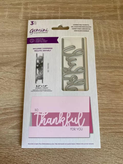 Gemini by Crafters Companion - Connecting Thankful 3 Piece Die Set -New & Sealed