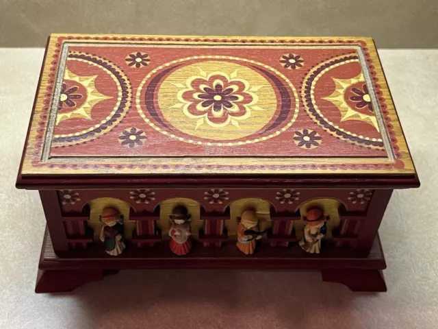 Anri Reuge Swiss Jewelry Music Box Italy 1983 Works Mint Condition Wood Painted