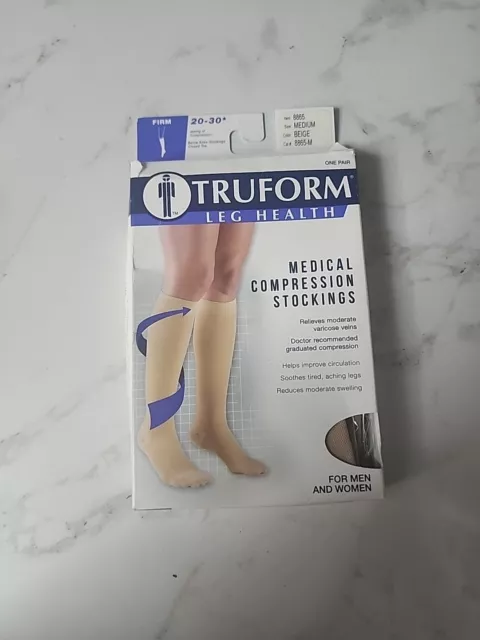 Truform 20-30 mmHg Below Knee Soft Top Compression Stockings Closed Toe Beige