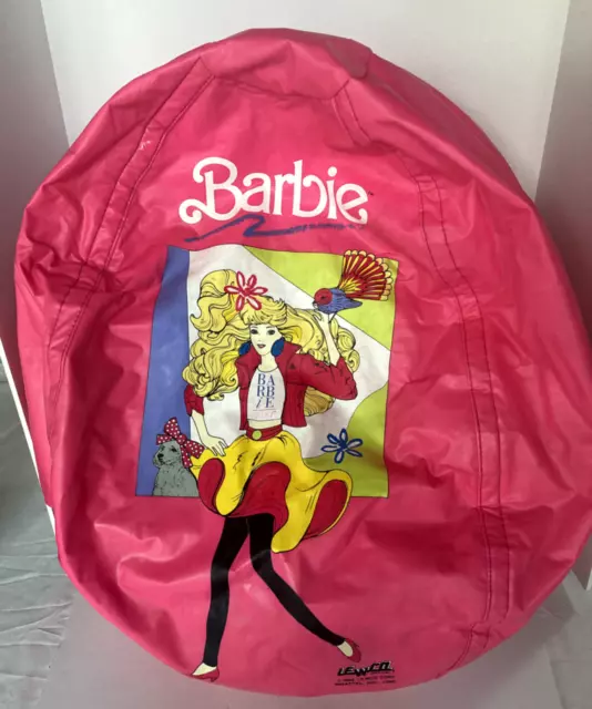 Vintage 1990 Barbie Girl Hot Pink Kids Child Bean Bag Chair Mattel Lewco CLEAN