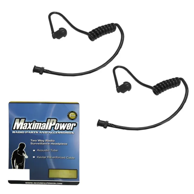 MaximalPower Black Twist Replacement Acoustic Tube for 2-Way Radio Headset (2PK)