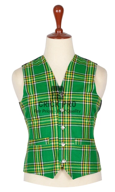 Irish Handmade Tartan Kilt WAISTCOAT | Traditional Scottish Vest Custom Made
