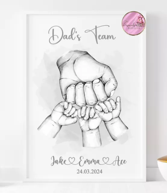 Personalised Team Daddy Dad Fist Pump Family Birthday Fathers Day Presents Gift