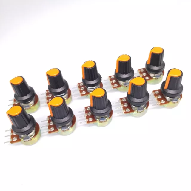 USStock 10Units 200K B200K OHM Linear Taper Rotary Potentiometer POT Orange Knob