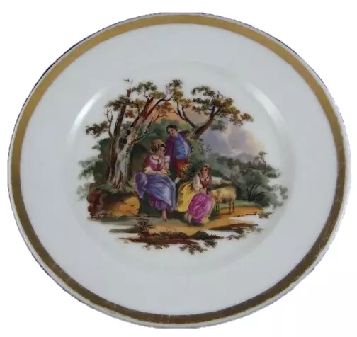 Antique Porcelain de Paris Scenic Plate Porcelaine Assiette Vieux Scene French