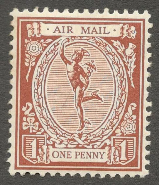 AOP GB 1923 Mercury Airmail essay 1d red brown wmk. airplane perf. 14 MH