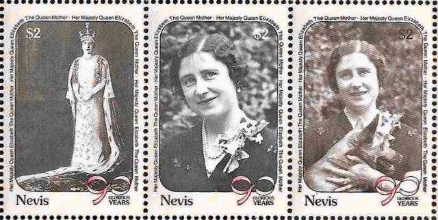 Nevis #SG555-SG557 MNH 1990 Queen Mother Elizabeth York Garden [616-618]