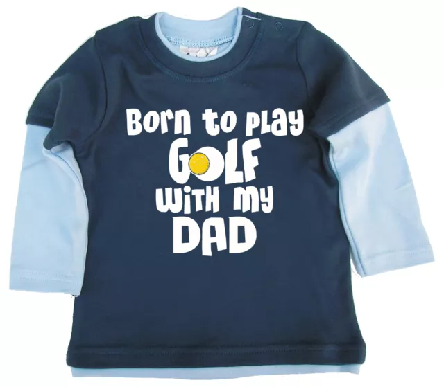 Dirty Fingers Baby Skater Top ""Born to Play Golf with my Dad"" Fathers Day Daddy