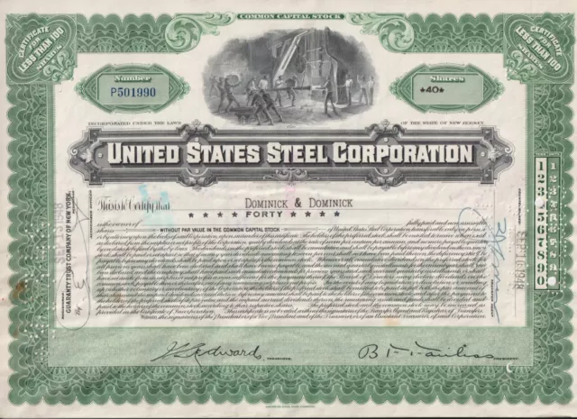 United States Steel Corporation Stock Certificate US Green