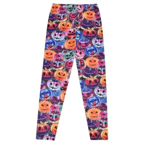 Bambine Legging Multi Zucche Stampa Morbido Comfort Elasticizzato Halloween