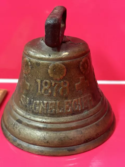 Antique Cast Brass Bell 1878 Saignelegier Chiantel Fondeur