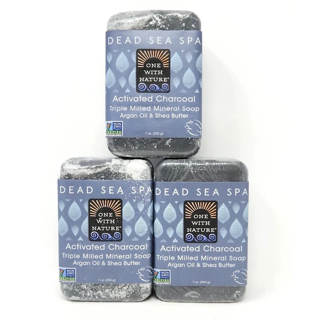 3-Pack - Dead Sea Spa Charcoal Soap Argan Oil Shea Butter