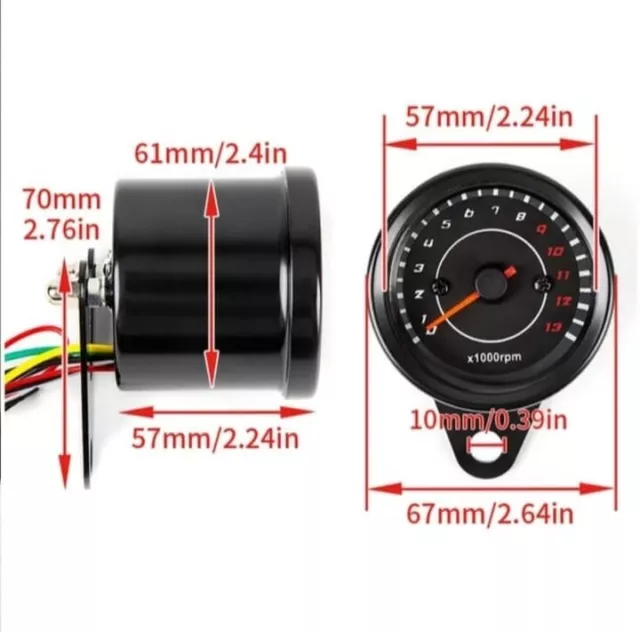 🇮🇹 Contagiri 13 X 1000 Rpm Con Led Per Moto Custom Cafe Racer Scrambler 3