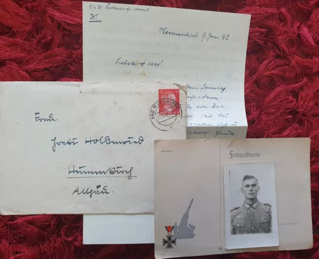 original german ww2 Soldiers Letters And Photograph 9 Jan 1942