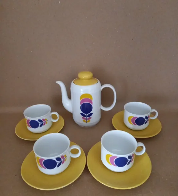 Germany 1970s Seltmann Weiden Coffeepot With Cups And Saucers X4. All Stamped.