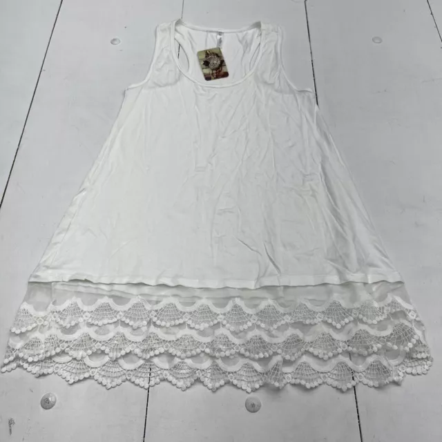 Angel Heart Boutique White Lace Trim Slip Dress Women’s Size Small