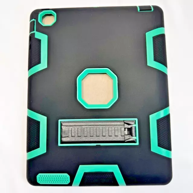 For Apple iPad 2/3/4 Case 7.9-inch Shockproof Heavy Duty Black & Teal